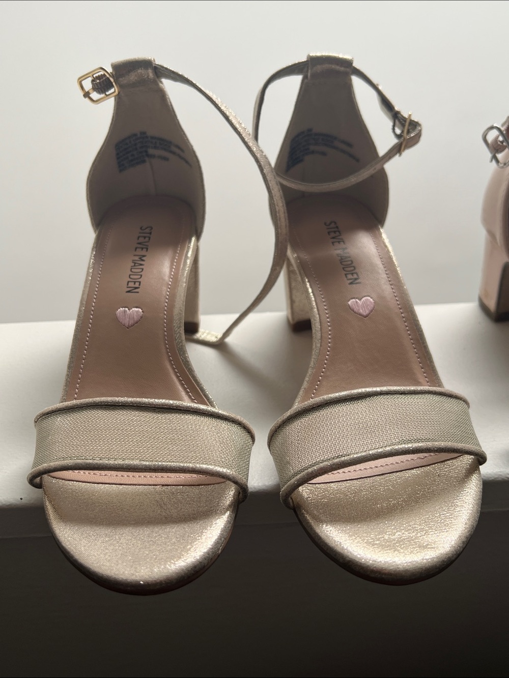 Steve Madden Metallic Gold Open-Toe Block Heel Sandals